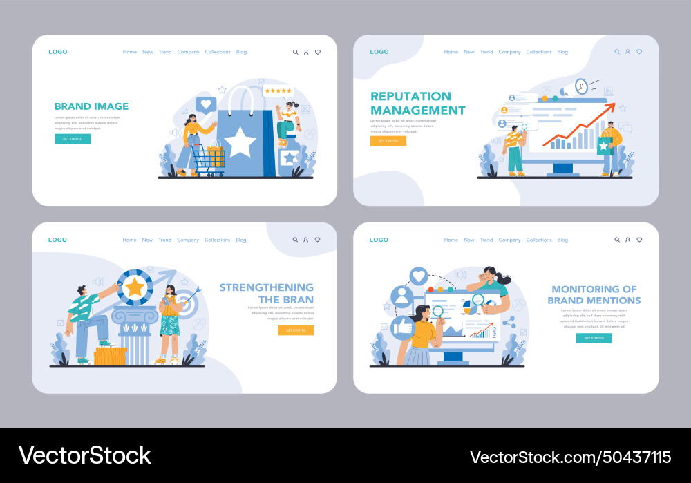 Reputation management web or landing set building Reputation management web or landing set building vector image