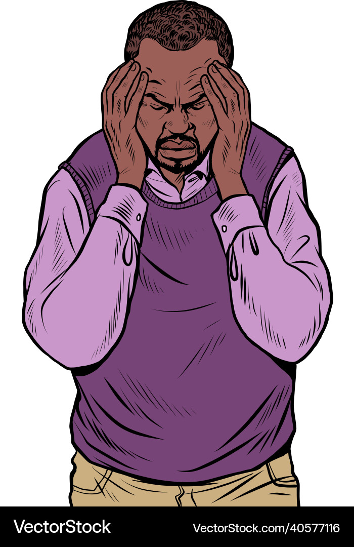 African elderly man headache medical symptom African elderly man headache medical symptom vector image