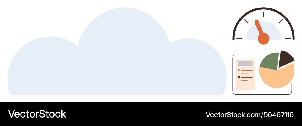 Cloud technology analytics with performance gauge Vector Image