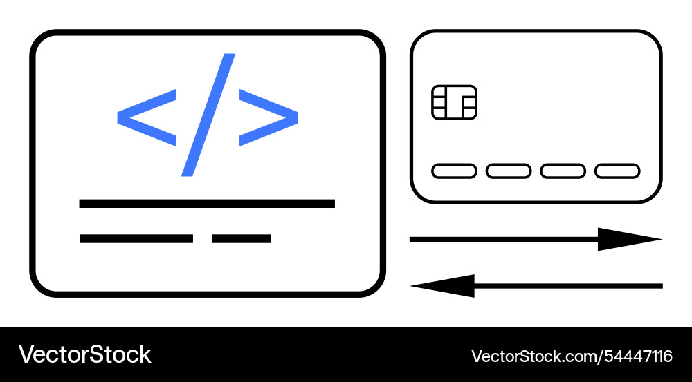 Coding and credit card representing Coding and credit card representing Vector Image