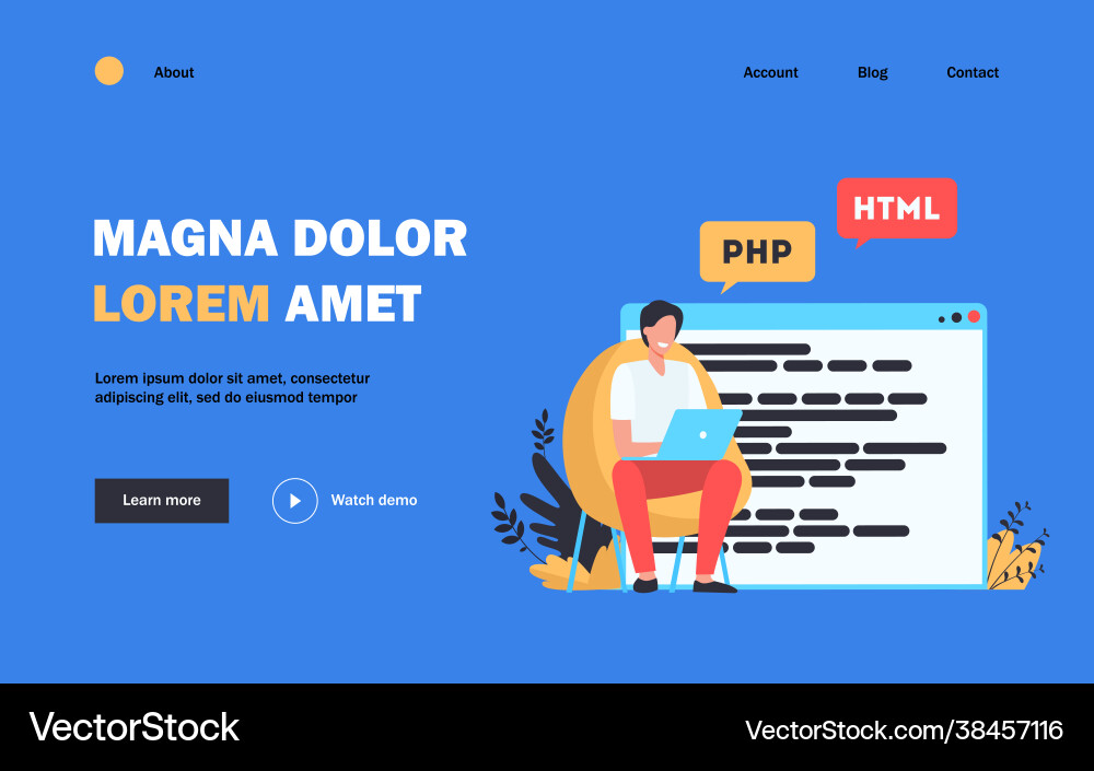 Developer writing code for website vector image