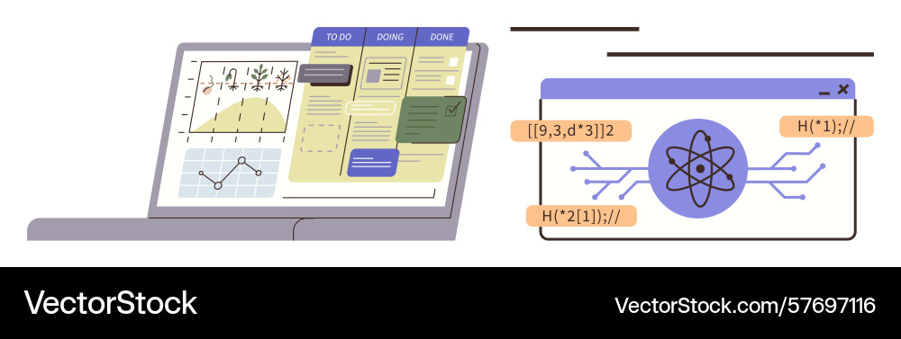 Digital analysis with project management dashboard vector image