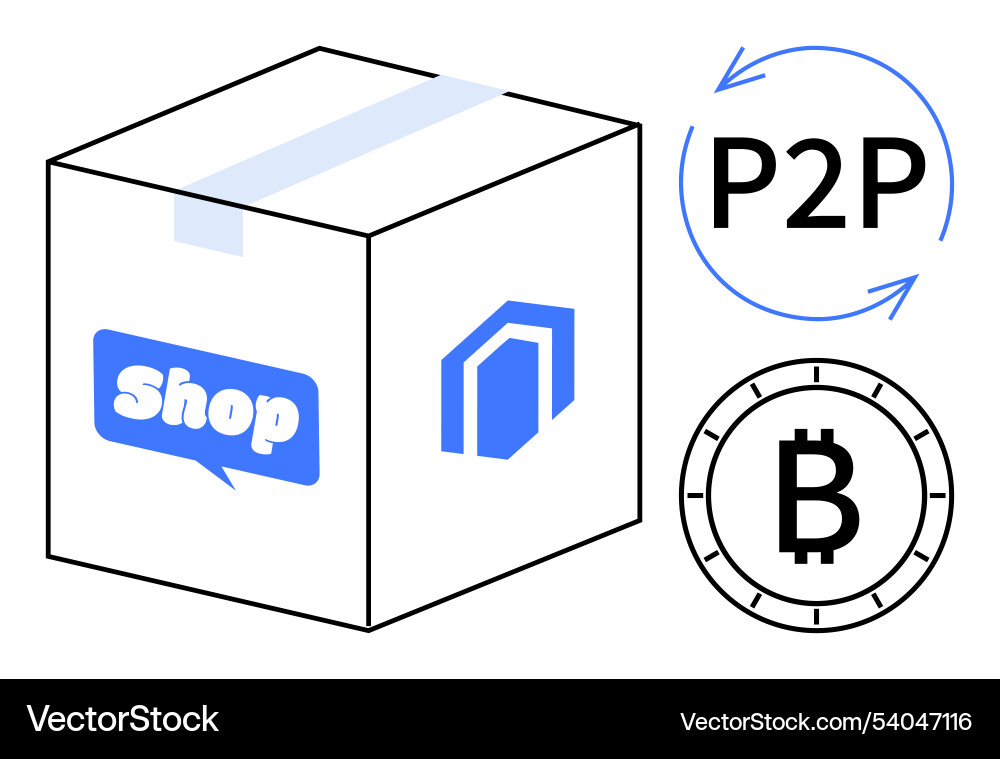 E-commerce package with icons representing bitcoin E-commerce package with icons representing bitcoin vector image