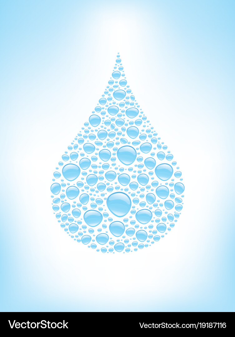Many water drops creating big drop Vector Image