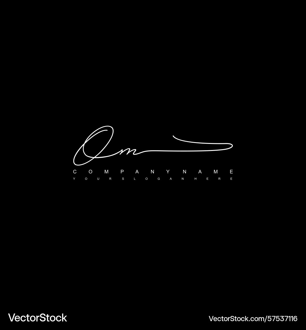 Minimal signature logo design with om initials Vector Image