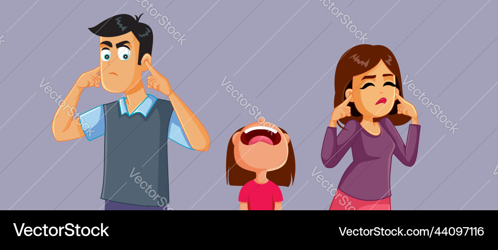 Parents Ignoring Child's Scream Vector Image