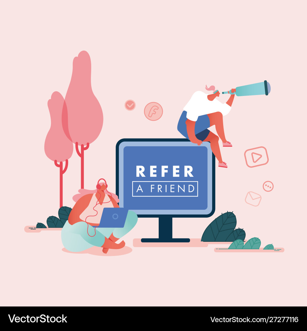 Refer a friend concept women Refer a friend concept women vector image