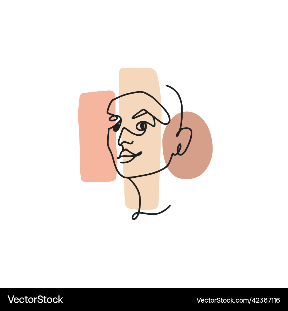 Single Line Woman Portrait Vector Image
