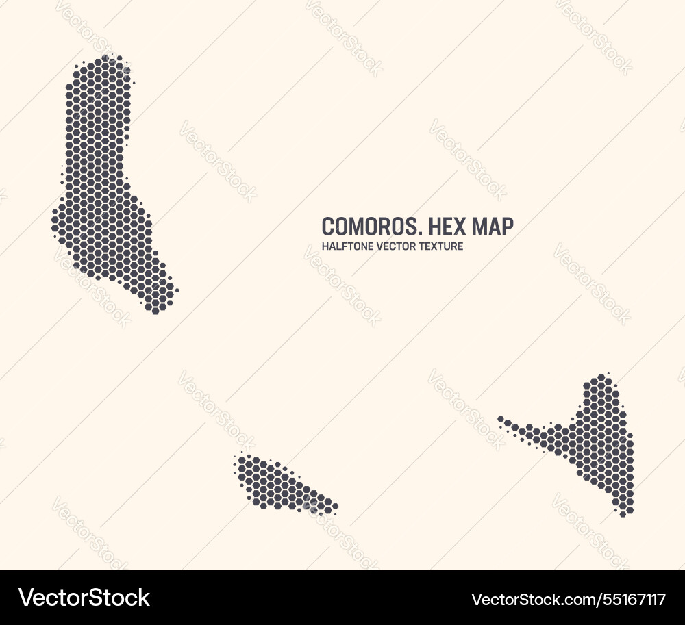 Comoros map hexagonal half tone pattern isolated Comoros map hexagonal half tone pattern isolated vector image