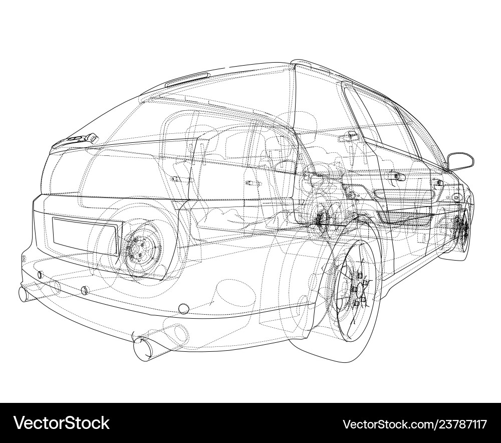 Concept car rendering of 3d Concept car rendering of 3d Vector Image