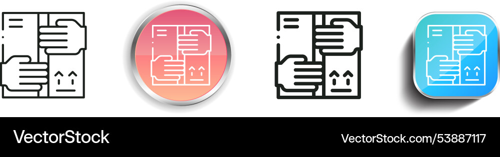 Fold icon thin linear regular and button style Fold icon thin linear regular and button style Vector Image