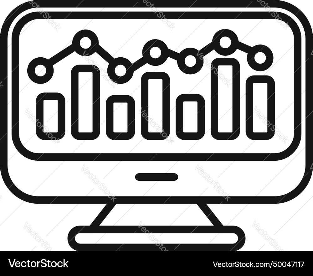 Graph computer chart icon outline online Vector Image