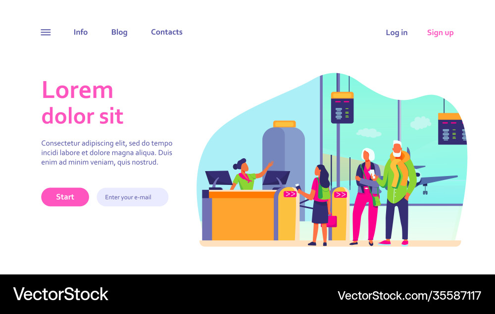 Group passengers standing in queue to counter vector image
