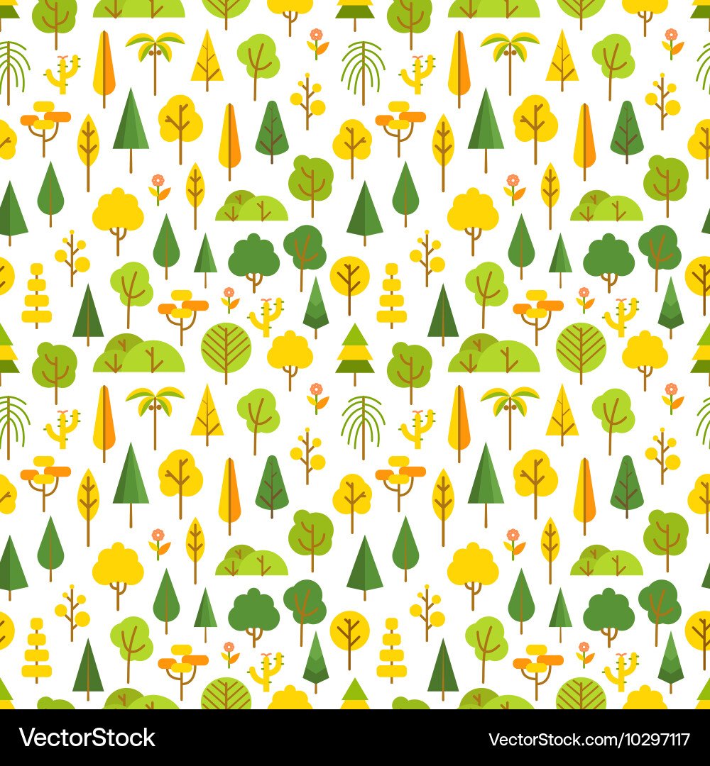 Lineart Tree Collection Seamless Pattern vector image