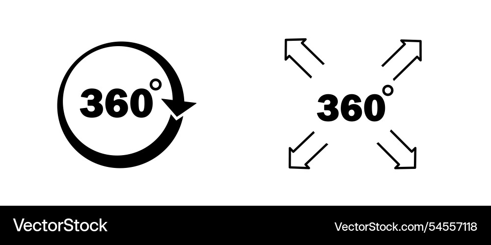 360 degrees icon set rotation and angle of views 360 degrees icon set rotation and angle of views vector image