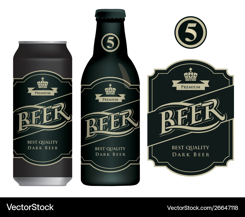 Beer label on can and bottle Beer label on can and bottle vector image
