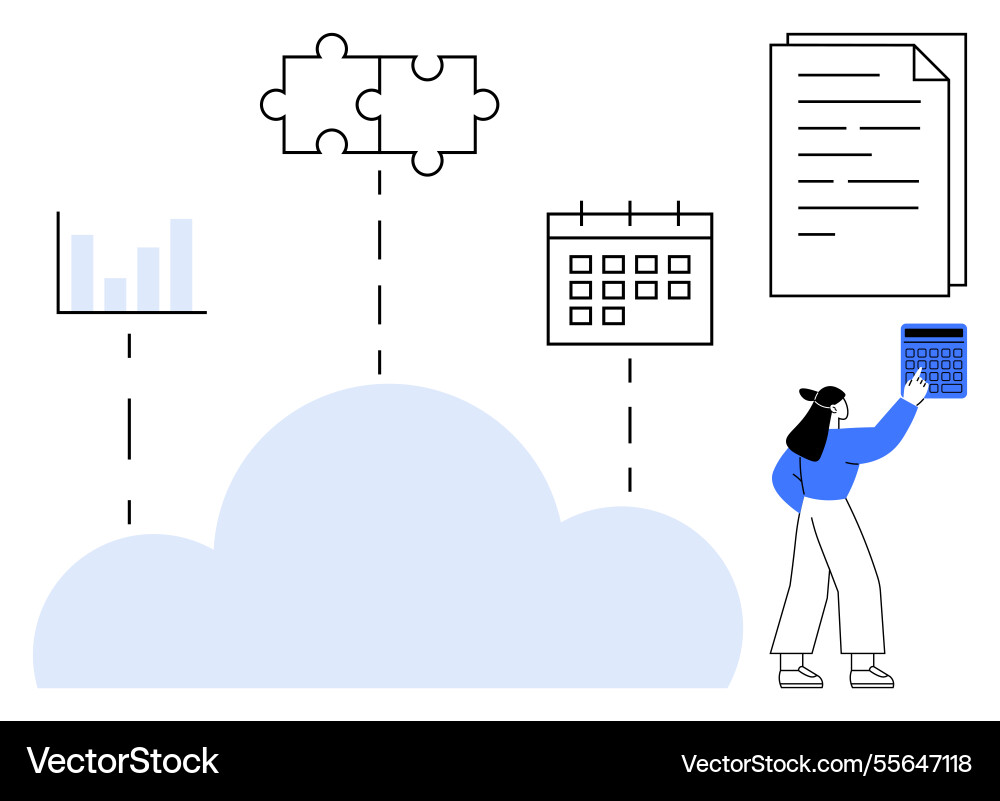 Cloud-based data management with analytics Cloud-based data management with analytics vector image
