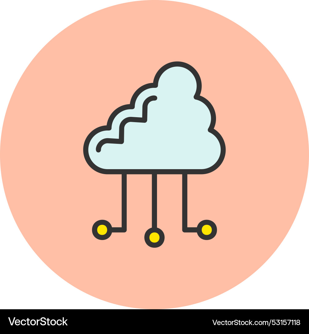 Cloud computing line filled circle icon vector image