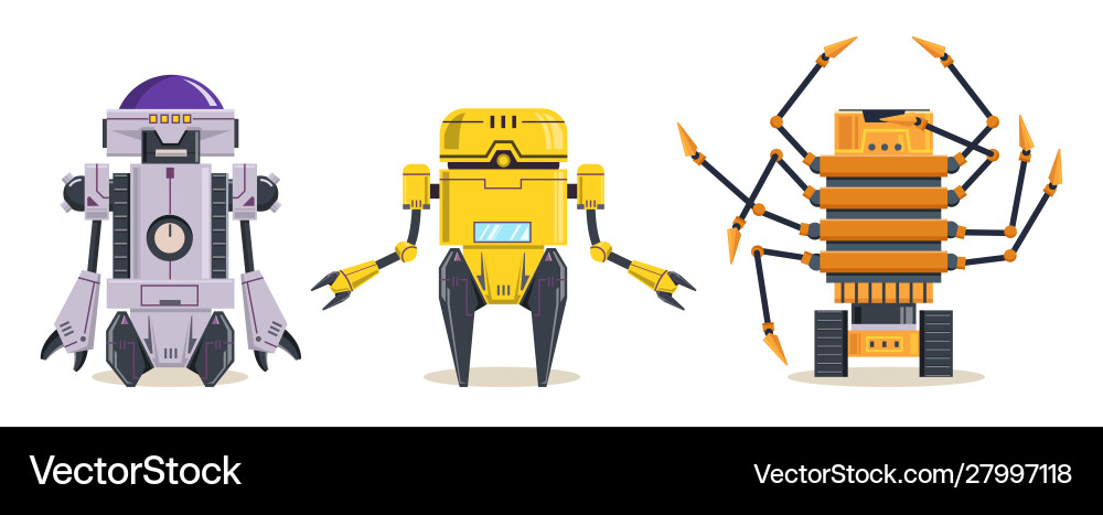 Cyber robots character technology future Cyber robots character technology future vector image