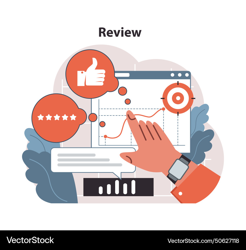Delving into review with a keen eye on performance Vector Image