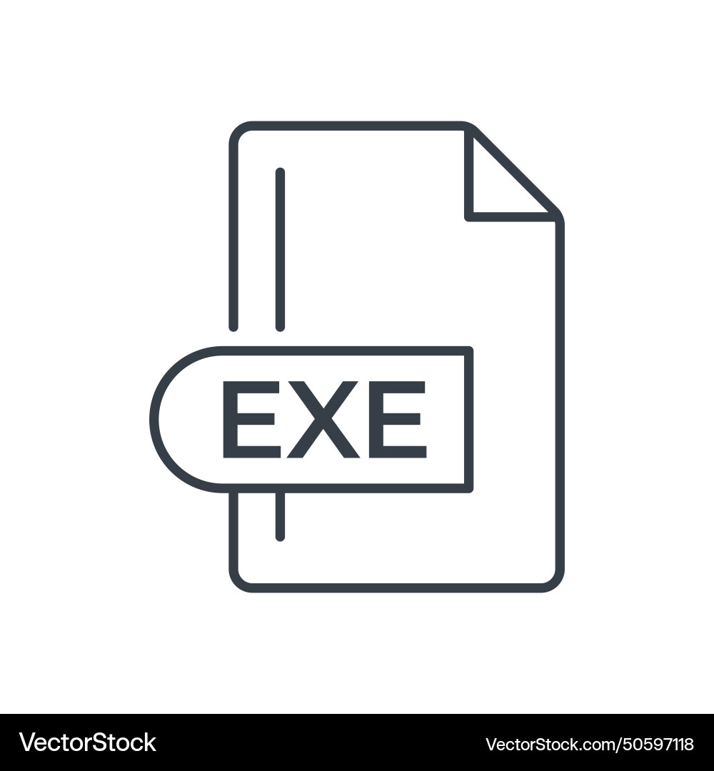Exe file format icon extension line vector image