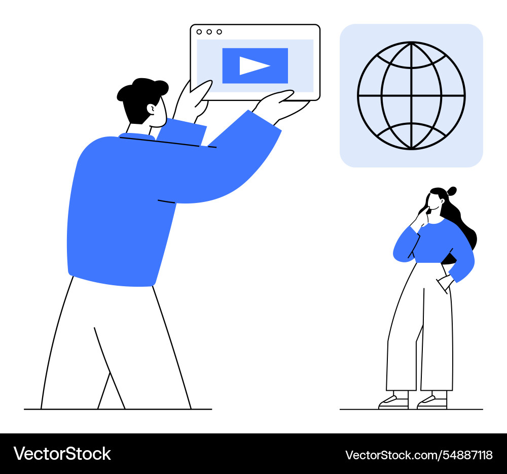 Exploring digital content and global connectivity Vector Image