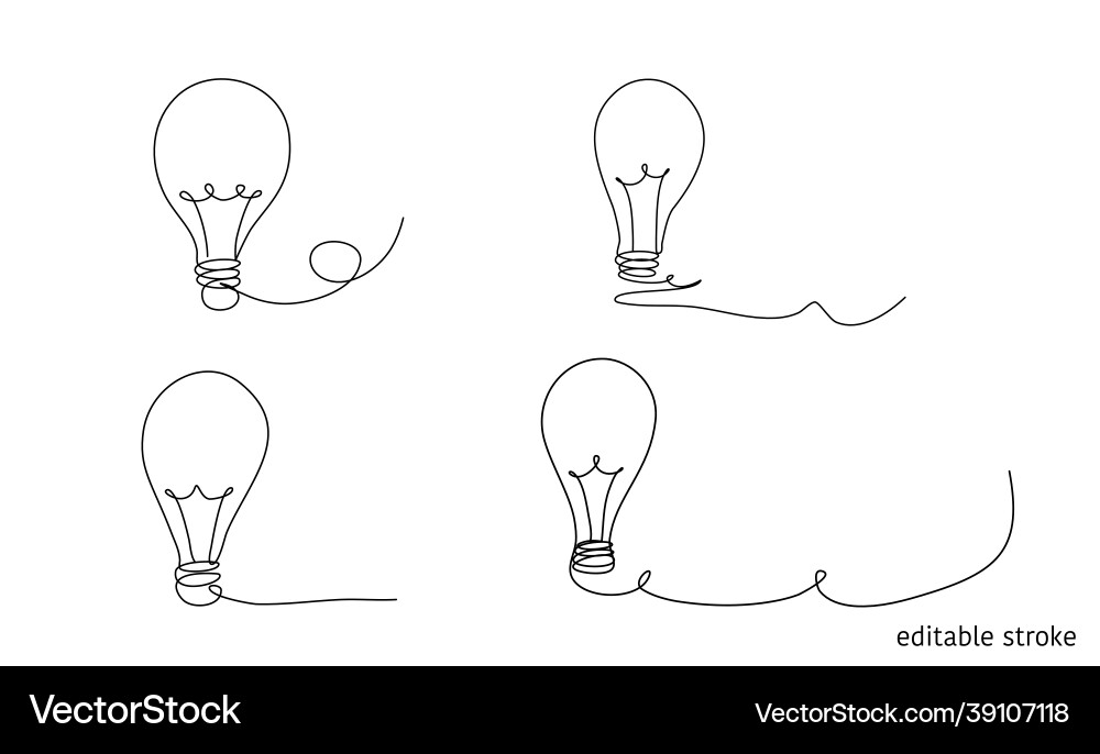 Light bulb in continuous line drawing sketchy Light bulb in continuous line drawing sketchy vector image