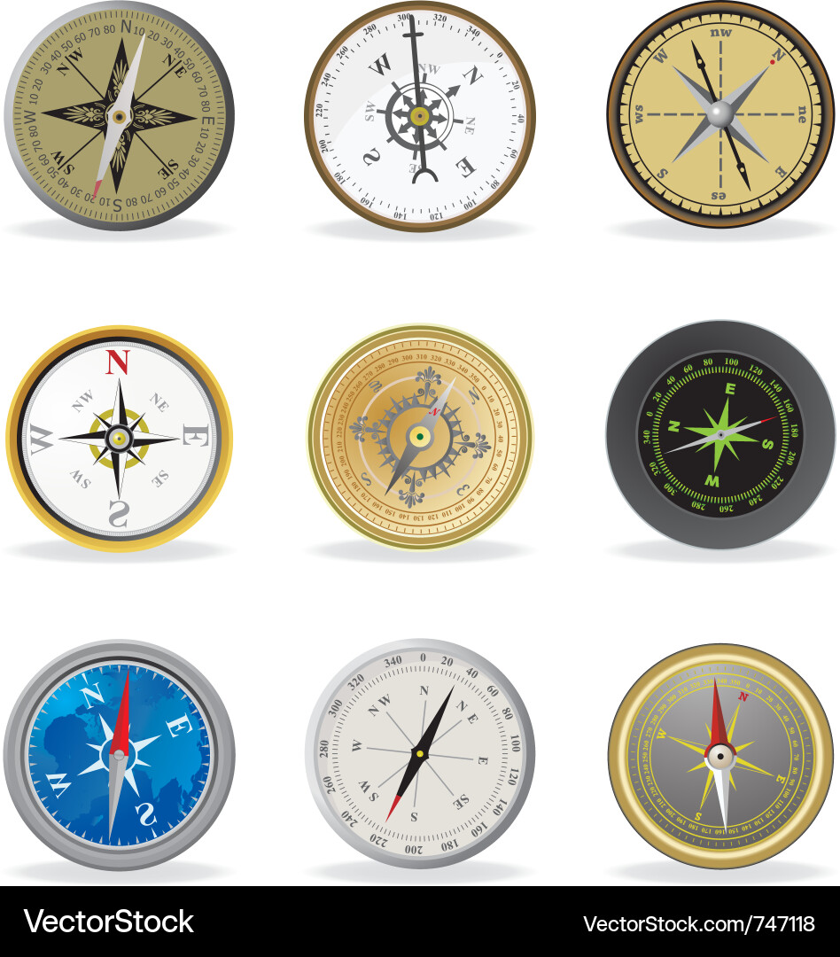 Multiple Compass Icons Set Vector Image