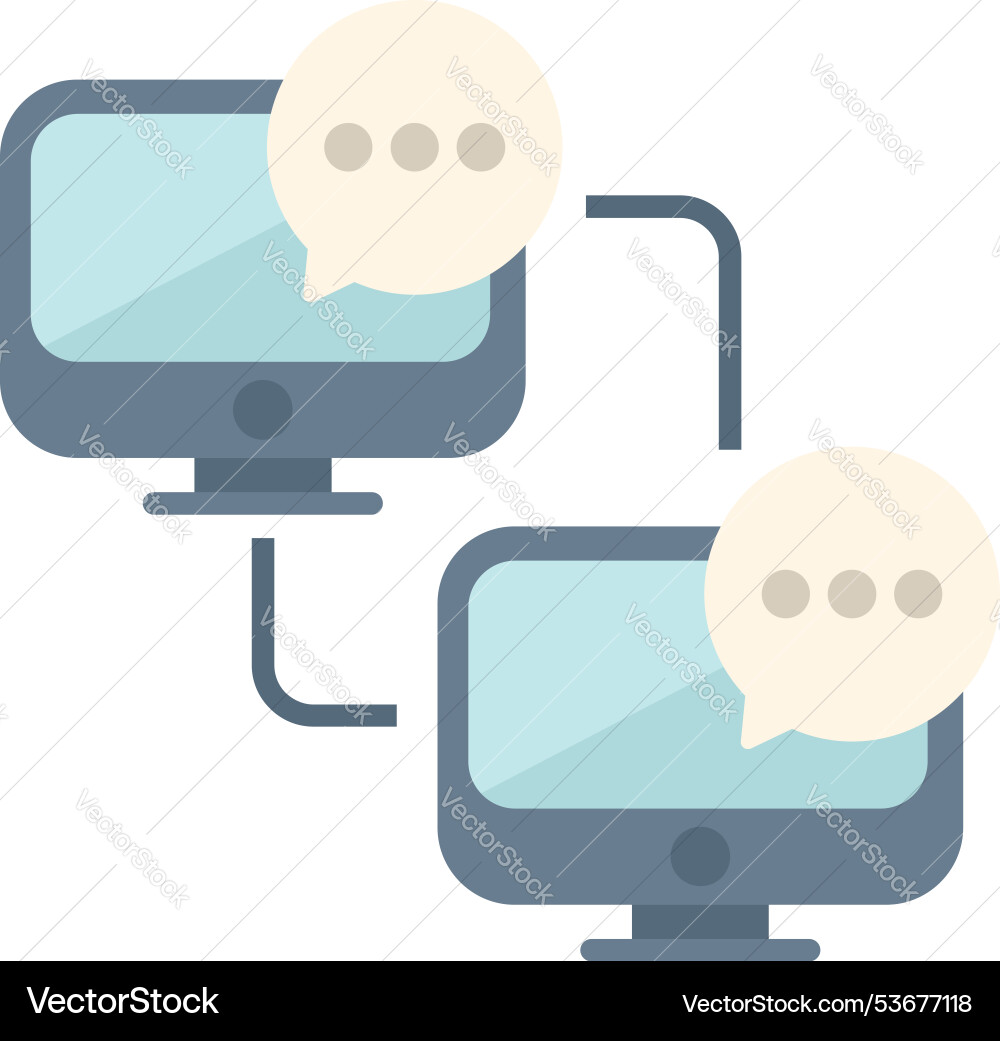 Two computers exchanging messages through network Two computers exchanging messages through network vector image