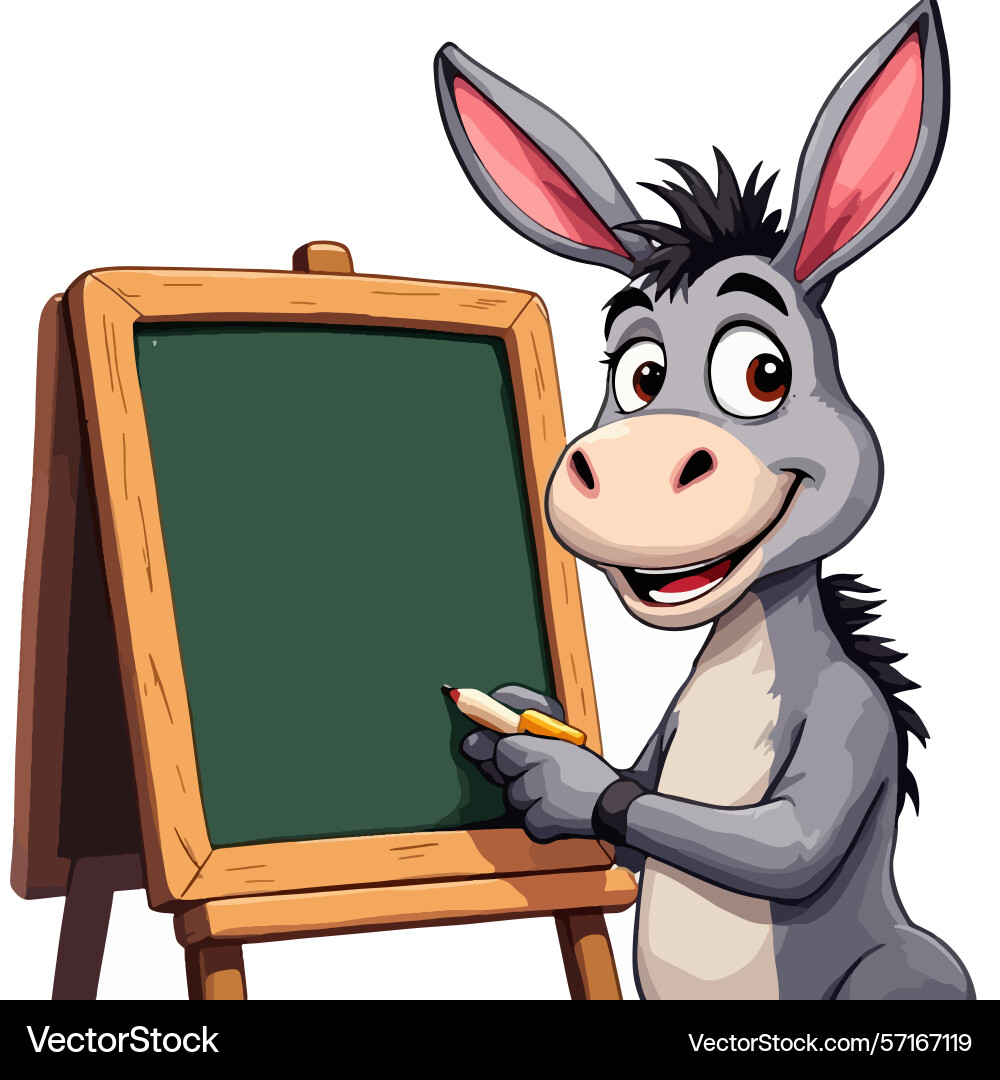 Ai-generated smiling donkey writing on a blank Vector Image