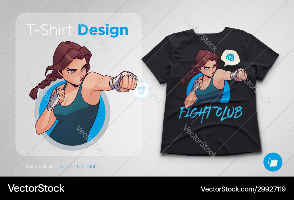 Angry Boxing Girl T-Shirt vector image