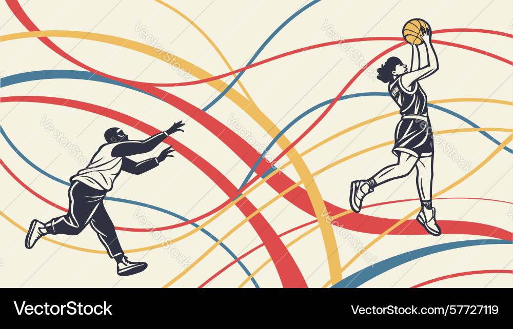Dynamic basketball player with abstract arcs Vector Image