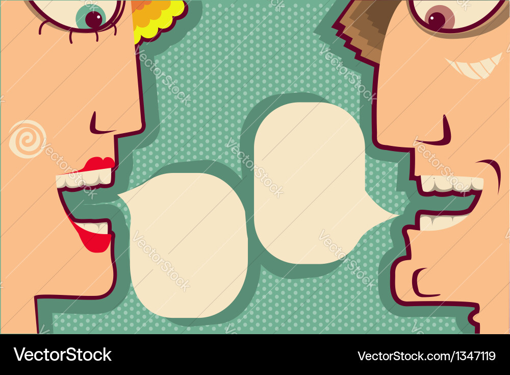 Faces speaking and bubbles for text Vector Image