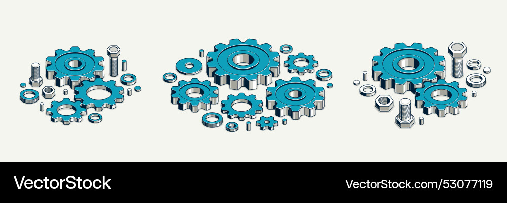 Industry and manufacturing concept set gears Industry and manufacturing concept set gears vector image