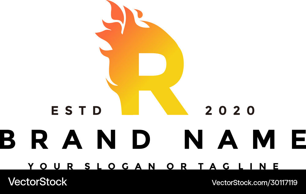 R Buchstabe Logo Feuer Design R Buchstabe Logo Feuer Design vektorbild