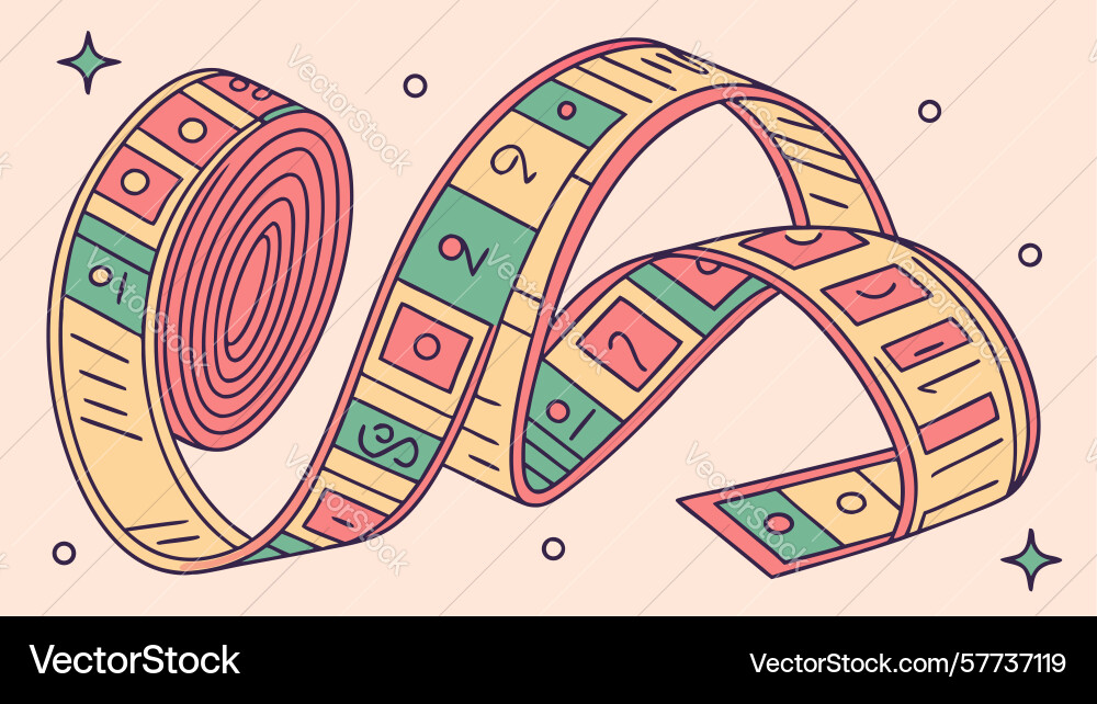Rolled measuring tape with colorful abstract Vector Image