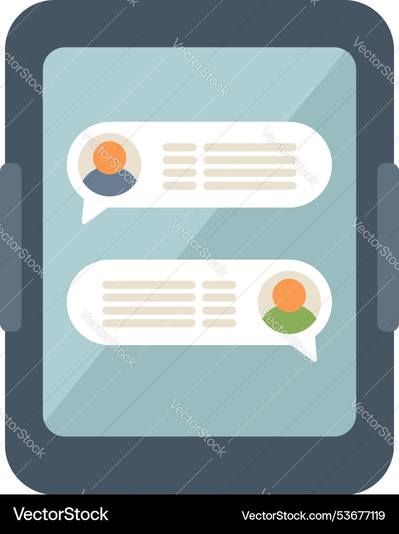 Tablet showing instant messaging app user Tablet showing instant messaging app user vector image