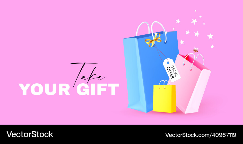 Take your gift sale banner with bags Take your gift sale banner with bags vector image