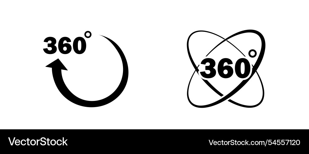 360 degrees icon set rotation and angle of views vector image