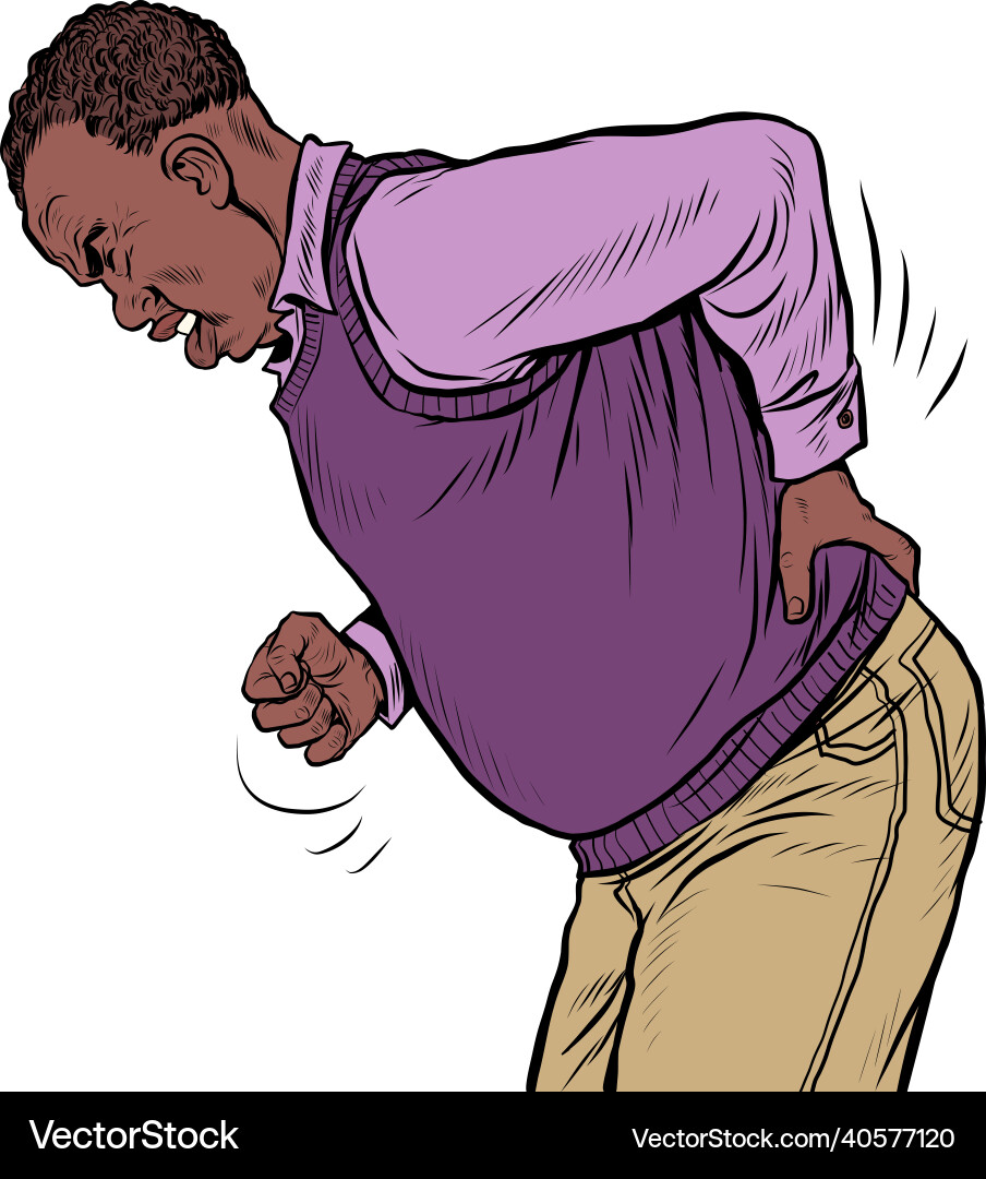 African elderly man back pain osteochondrosis African elderly man back pain osteochondrosis vector image