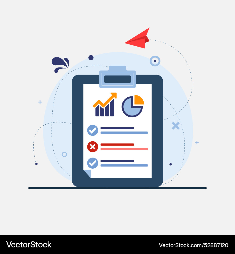 Clipboard of analysis list with plane Clipboard of analysis list with plane Vector Image