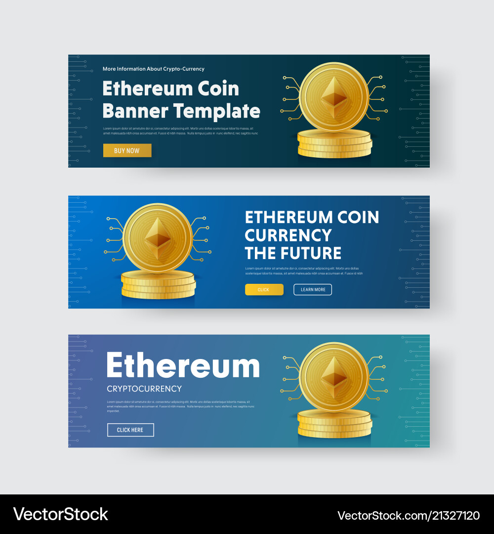 Crypto Currency Banners with Gold Coins – Royalty-Free Vector | VectorStock