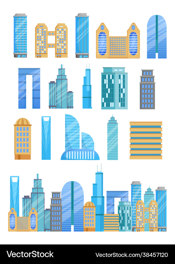 Different skyscrapers set Royalty Free Vector Image