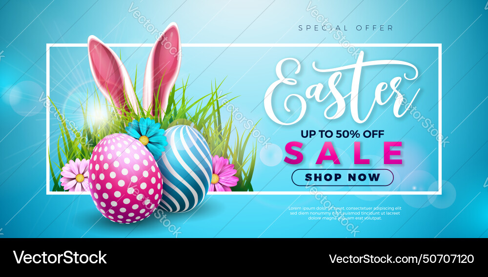 Easter sale with color painted egg Easter sale with color painted egg vector image