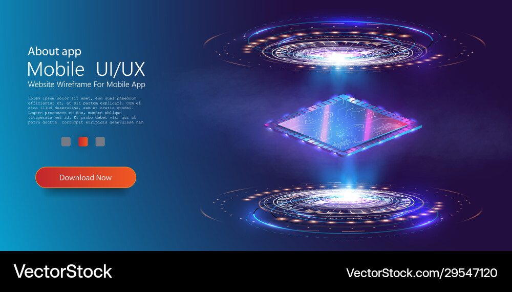 Futuristic Microchip Processor with Glowing Lights Vector Image