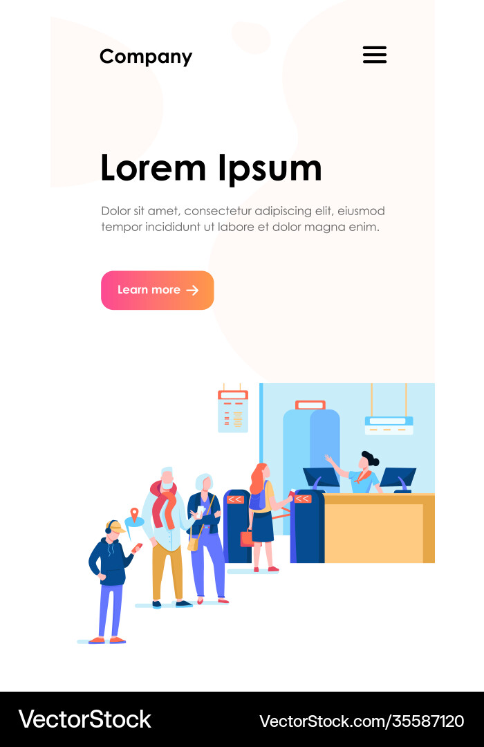 Group passengers standing in queue to counter vector image