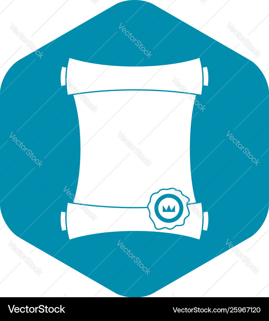 Paper scroll with wax seal icon simple style Paper scroll with wax seal icon simple style Vector Image
