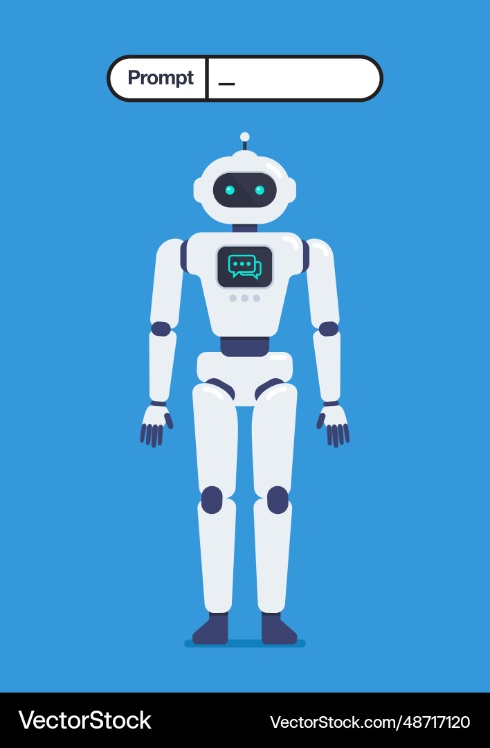 Robot with prompt generator Robot with prompt generator Vector Image