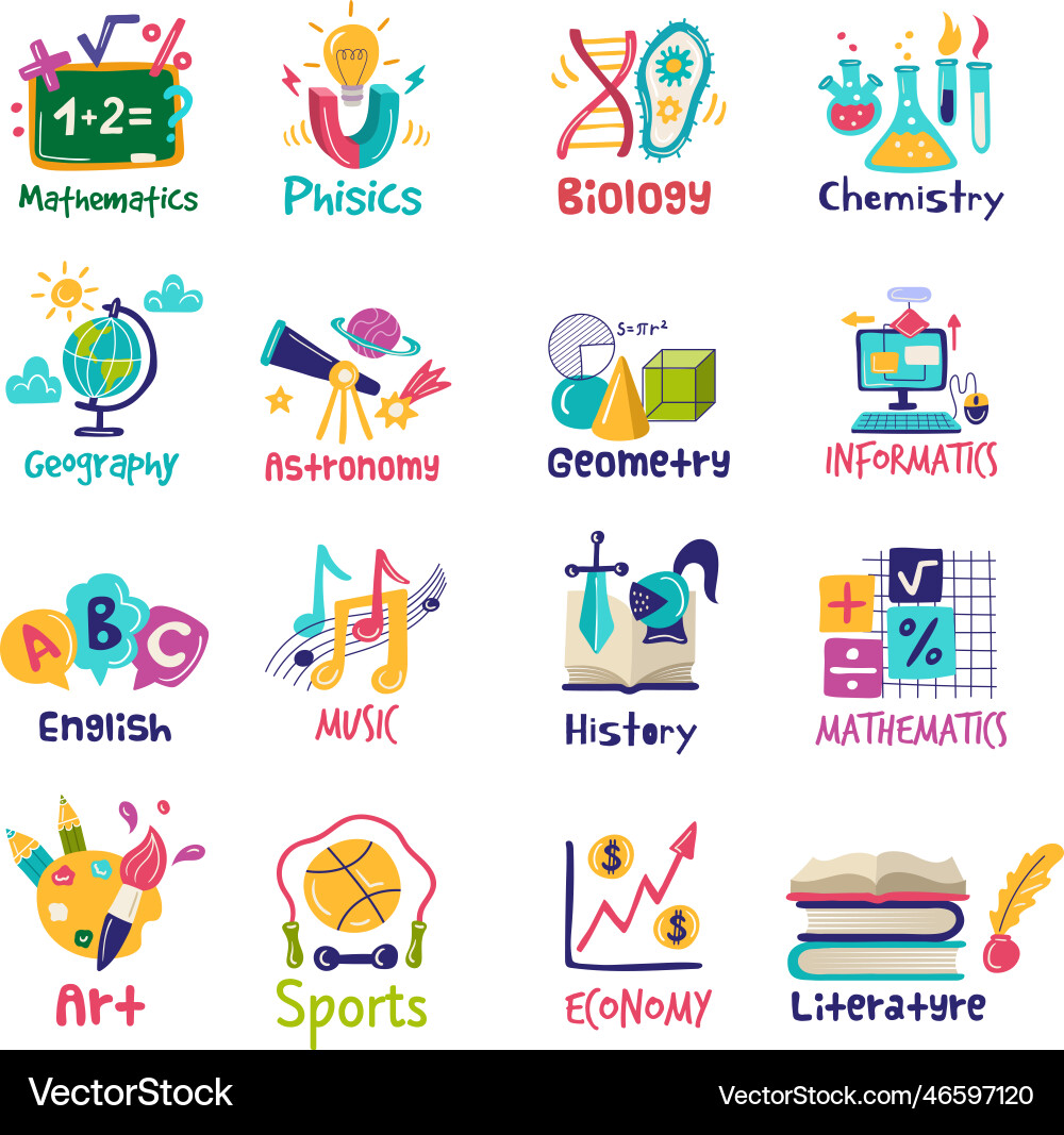 Science symbols logotype for lessons mathematics Vector Image