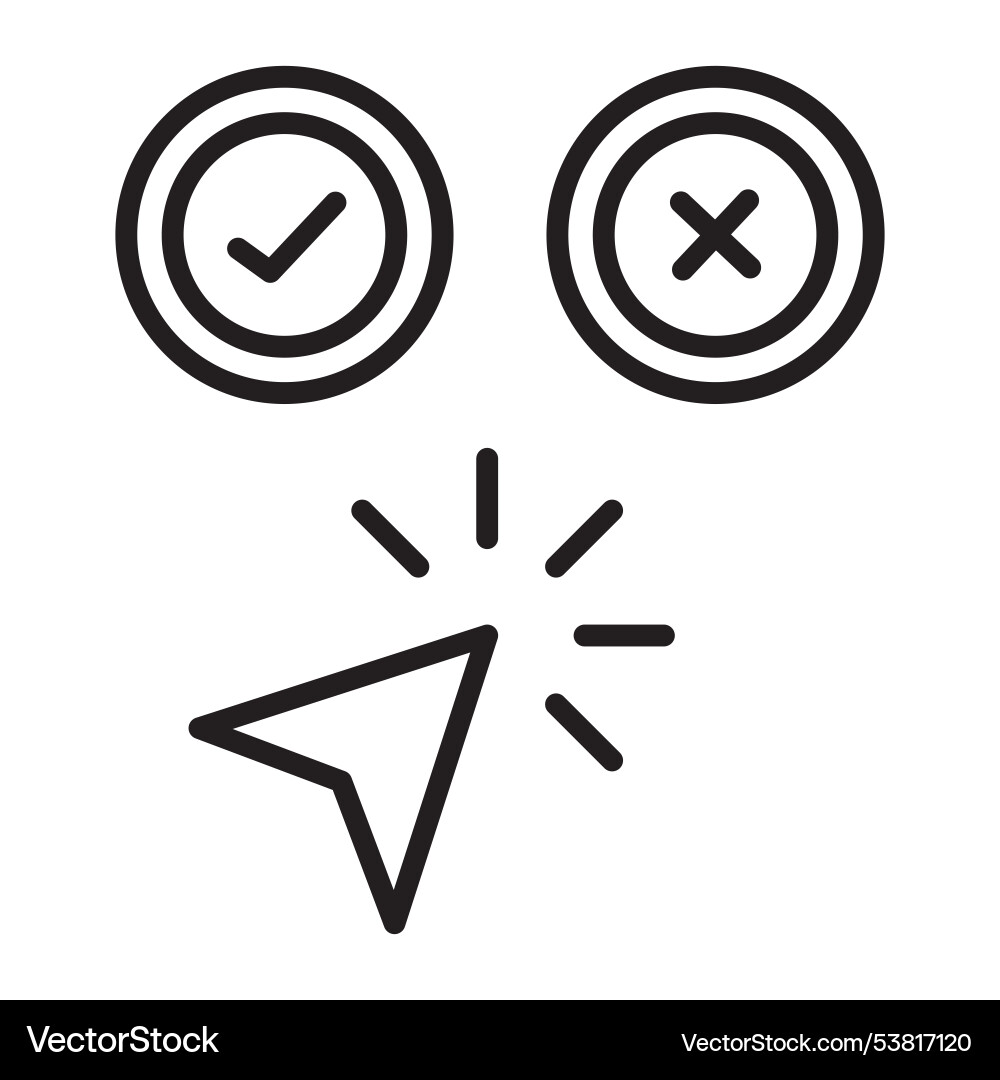 Yes or no button with cursor icon simple flat Yes or no button with cursor icon simple flat vector image
